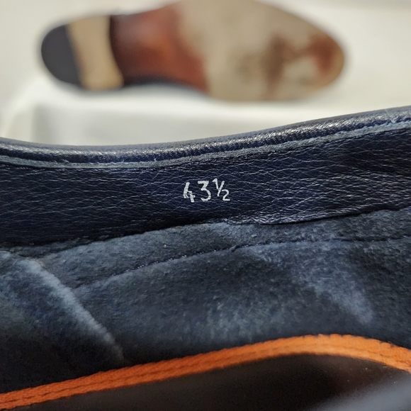 HENDERSON BARACCO Deer Leather Navy Blue Wingtip Derby Made Italy 43.5 IT / 10.5 - Picture 9 of 11